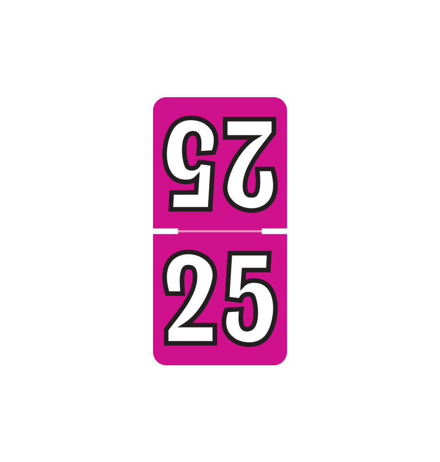 Colwell Top Tab Year 25 Labels, 1" X 1/2" Laminated- Pack of 250