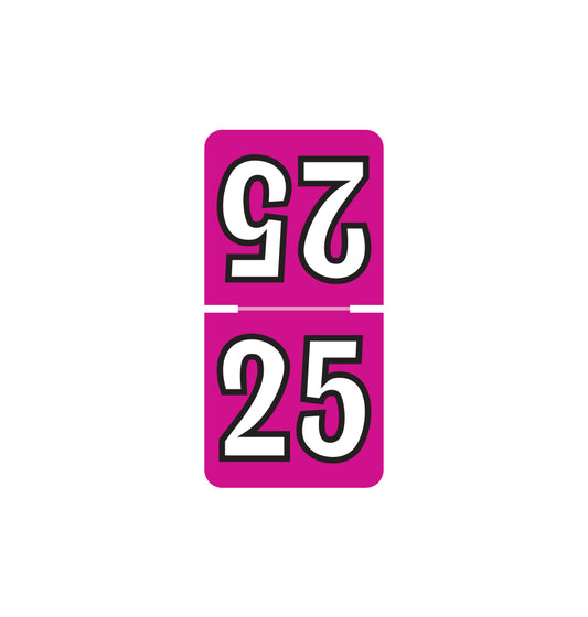 Colwell Top Tab Year 25 Labels, 1" X 1/2" Laminated- Pack of 250