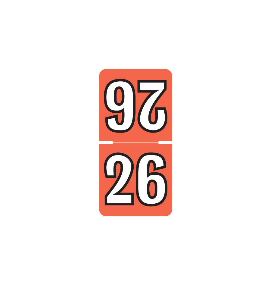 Colwell Top Tab Year 26 Labels, 1" X 1/2" Laminated- Pack of 250