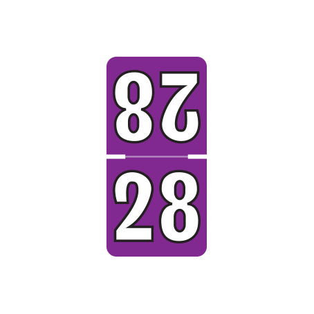 Colwell Top Tab Year 28 Labels, 1" X 1/2" Laminated- Pack of 250