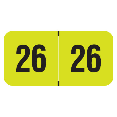 Traco Year 26 Labels, 3/4" X 1-1/2" Laminated- Roll of 500