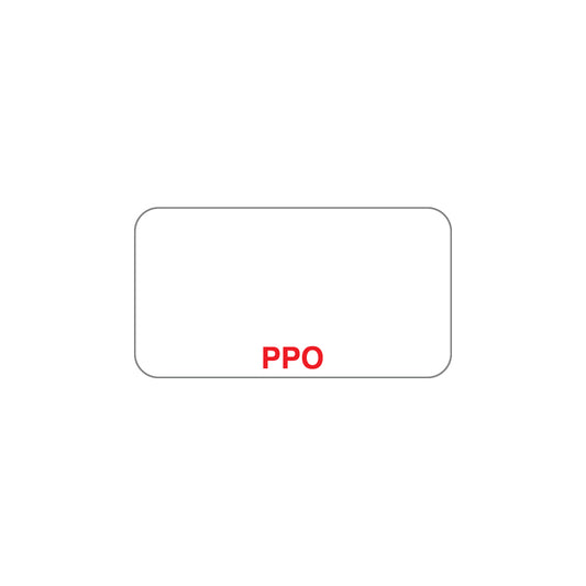 UL004 PPO- White/Red 1-5/8" X 7/8"- Roll of 500