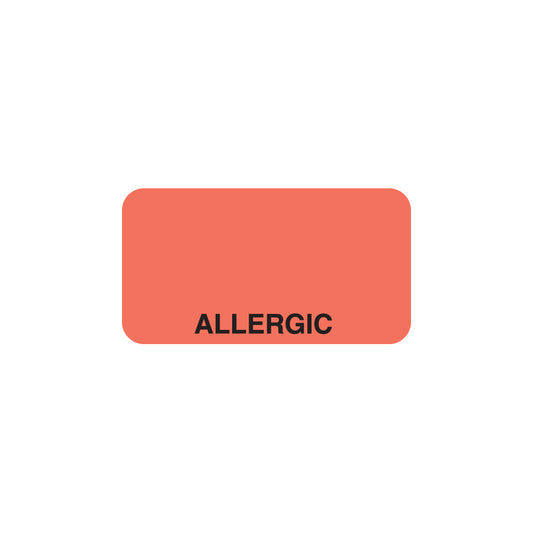 UL019 ALLERGIC- Fluorescent Red 1-5/8" X 7/8" (Roll of 500)