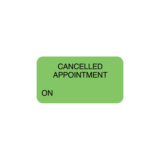 UL158 CANCELLED APPOINTMENT- Fluorescent Green 1-5/8" X 7/8" (Roll of 500)