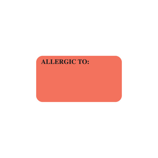 UL180 ALLERGIC TO:- Fluorescent Red 1-5/8" X 7/8" (Roll of 500)