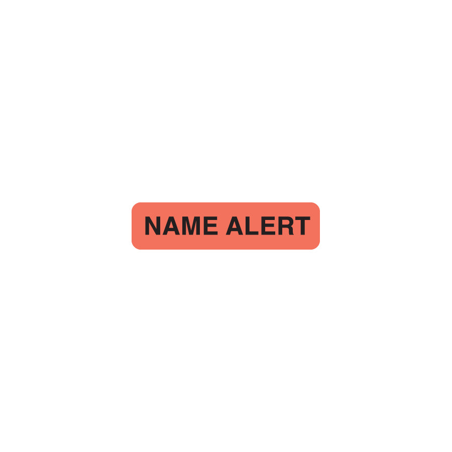 UL366 NAME ALERT-Fluorescent Red, 1-1/4" X 5/16"- Roll of 500