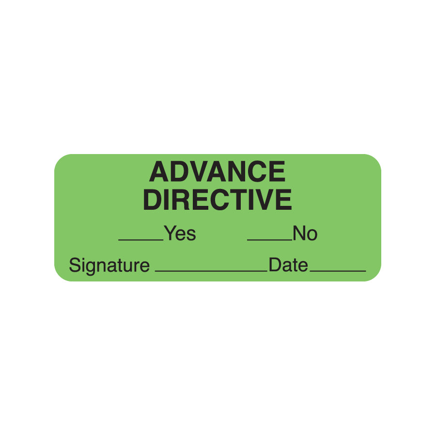 UL588 ADVANCE DIRECTIVE- Fluorescent Green 2-1/4" X 7/8" (Roll of 420)