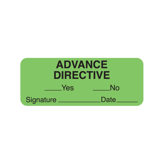 UL588 ADVANCE DIRECTIVE- Fluorescent Green 2-1/4" X 7/8" (Roll of 420)