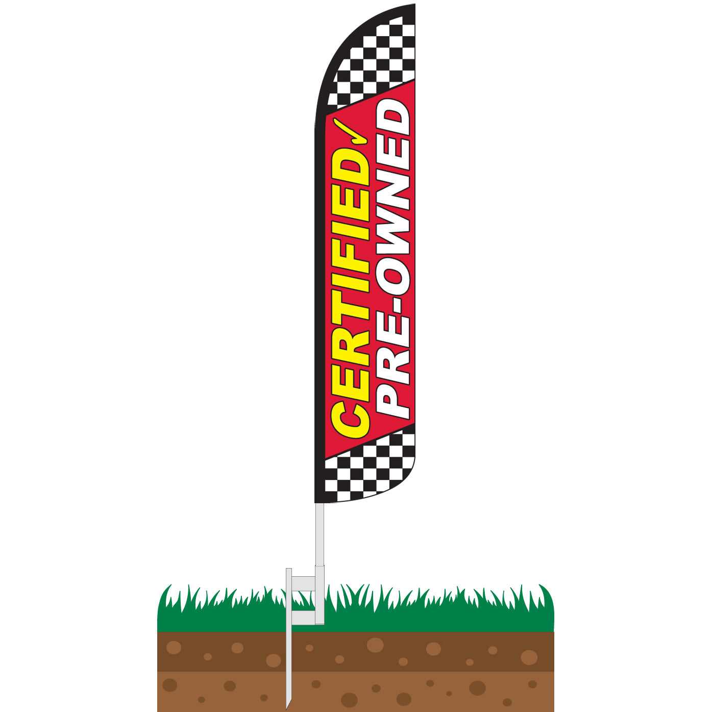 Certified Pre-Owned Red Wind-Free Feather Flag