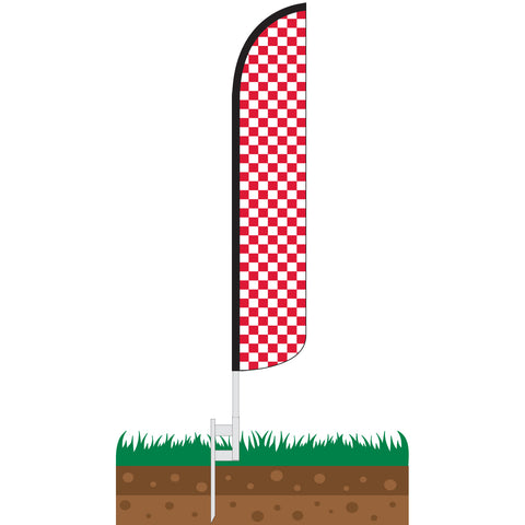 Checkered Red/White Wind-Free Feather Flag