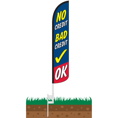 No Credit Bad Credit OK Wind-Free Feather Flag
