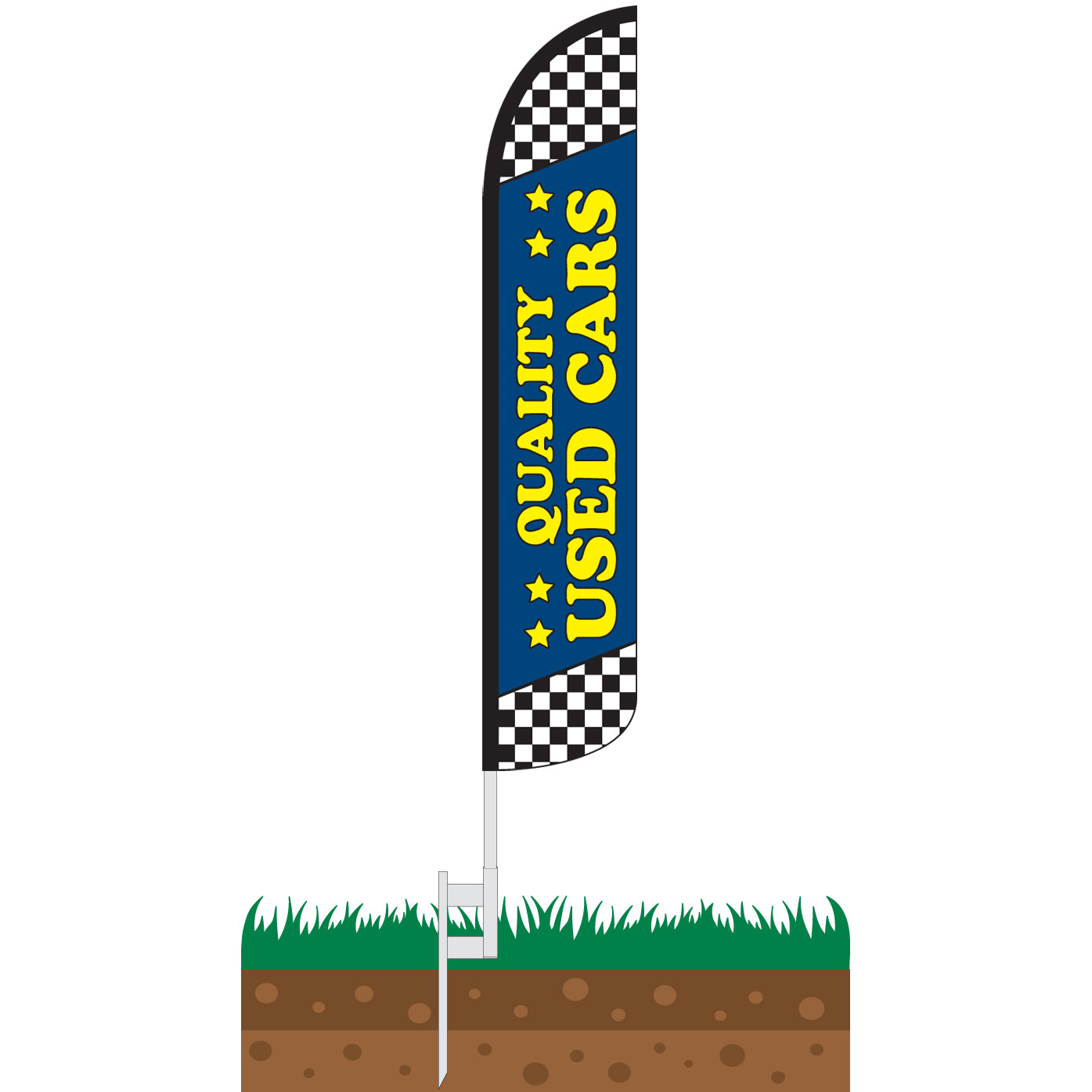 Quality Used Cars Blue Wind-Free Feather Flag