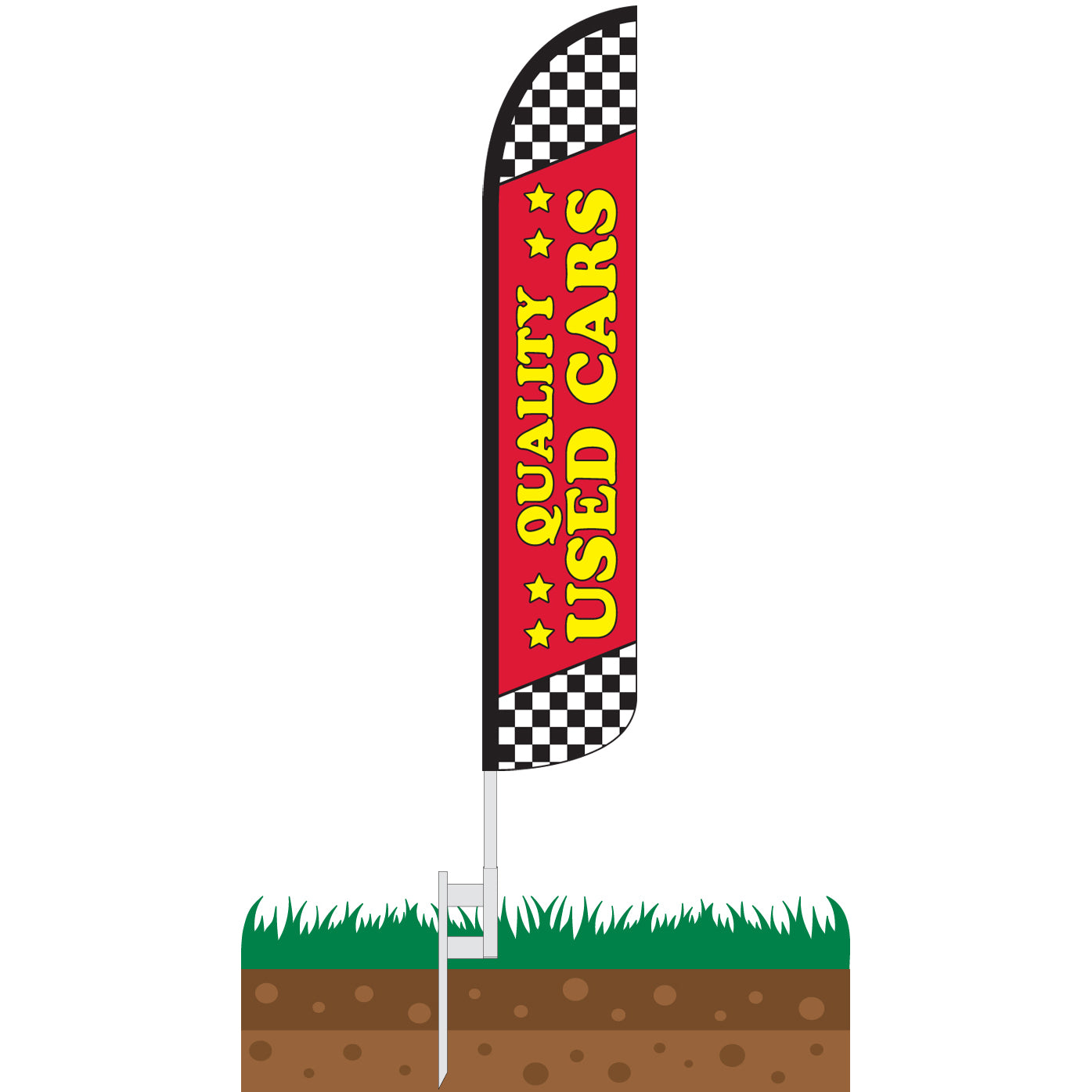 Quality Used Cars Red Wind-Free Feather Flag