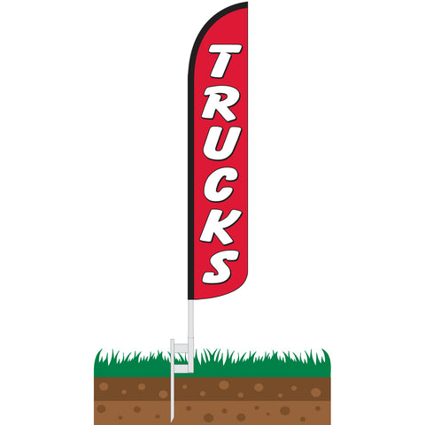 Trucks (Red & White) Wind-Free Feather Flag