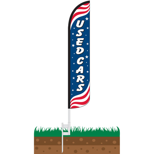 Used Cars Patriotic Wind-Free Feather Flag