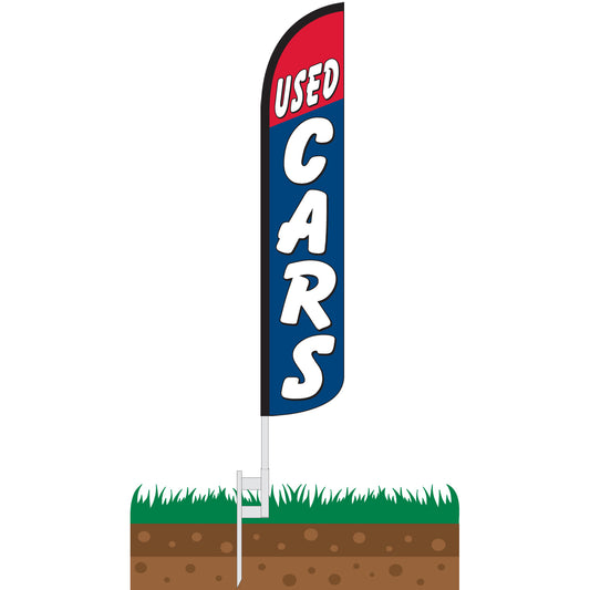 Used Cars Red/Blue Wind-Free Feather Flag
