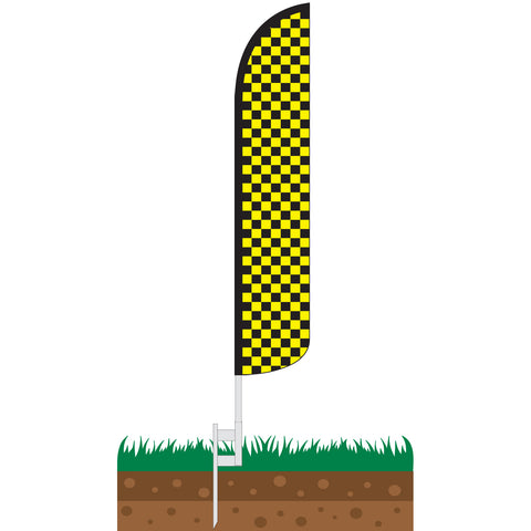 Checkered Black/Yellow Wind-Free Feather Flag