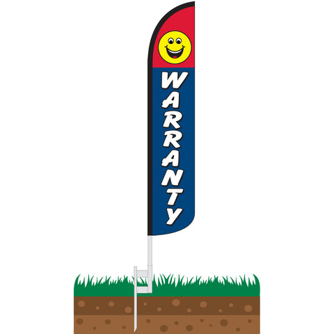 Warranty Smiley Face Wind-Free Feather Flag