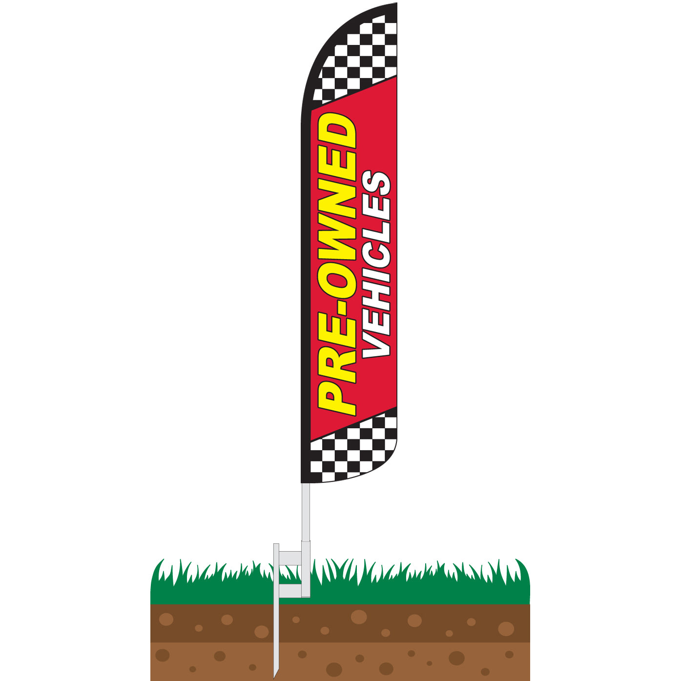 Pre-Owned Vehicles Red Wind-Free Feather Flag