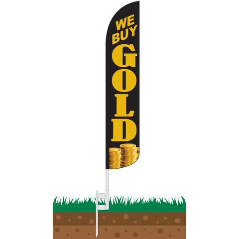 We Buy Gold Wind-Free Feather Flag
