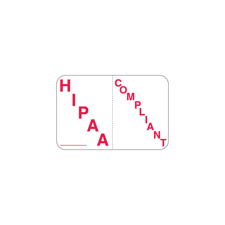 A1010 HIPAA COMPLIANT- White/Red 1-1/2" X 1" (Roll of 250)