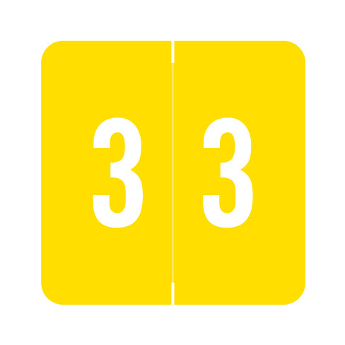 Acme Numeric "3" Labels 1-1/2" X 1-1/2" Laminated- Roll of 500