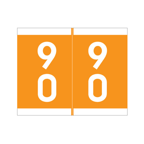 Barkley DAVM Double Digit "90-99" Labels 1-3/16" X 1-1/2 Laminated- Roll of 500