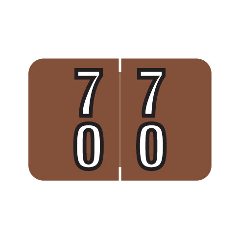 Barkley DBKM Double Digit "70-79" Labels 1" X 1-1/2" Laminated- Roll of 500