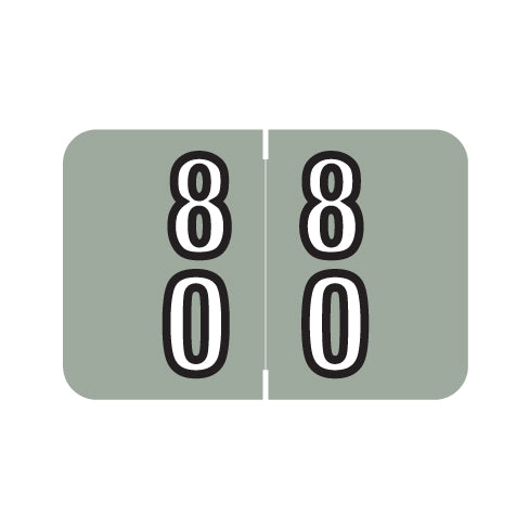 Barkley DBKM Double Digit "80-89" Labels 1" X 1-1/2" Laminated- Roll of 500