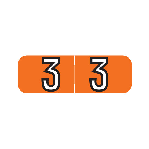 Barkley NBAM "3" Numeric Labels 1/2" X 1-1/2" Laminated- Roll of 500