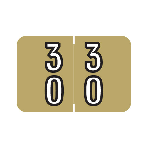 Barkley DDBM Double Digit "30-39" Labels 1" X 1-1/2" Laminated- Roll of 500