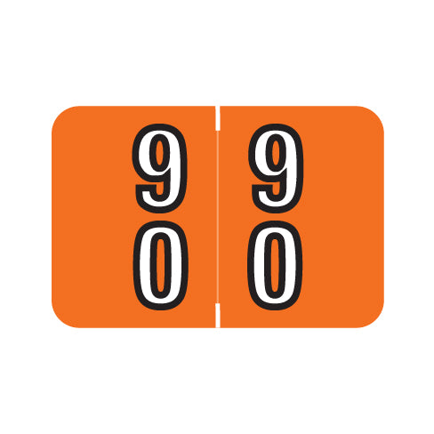 Barkley DDBM Double Digit "90-99" Labels 1" X 1-1/2" Laminated- Roll of 500