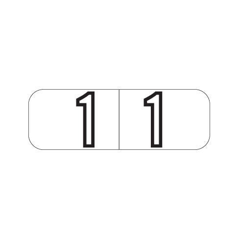 Barkley NBWM White Numeric "1" Labels 1/2" X 1-1/2" Laminated- Roll of 500