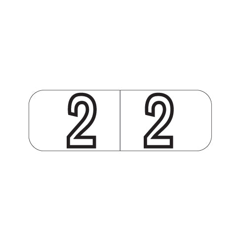 Barkley NBWM White Numeric "2" Labels 1/2" X 1-1/2" Laminated- Roll of 500