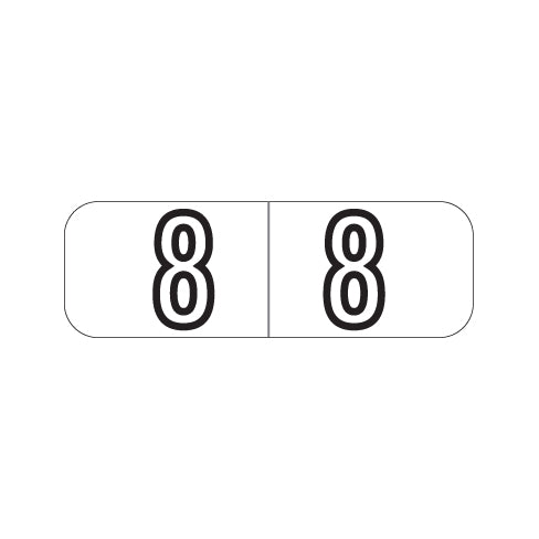 Barkley NBWM White Numeric "8" Labels 1/2" X 1-1/2" Laminated- Roll of 500