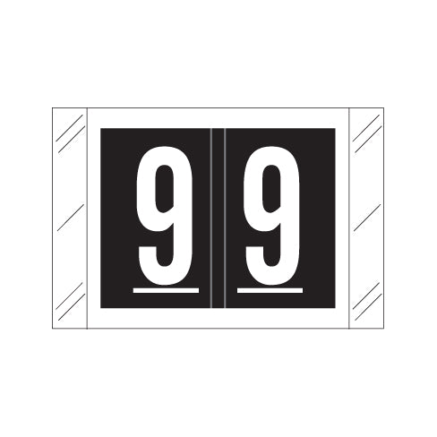 Col'R'Tab 11000 "9" Labels  1" X 1-1/2" Laminated- Roll of 500