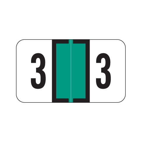 Jeter 0300 "3" Labels 15/16" X 1-5/8" Laminated- Roll of 500