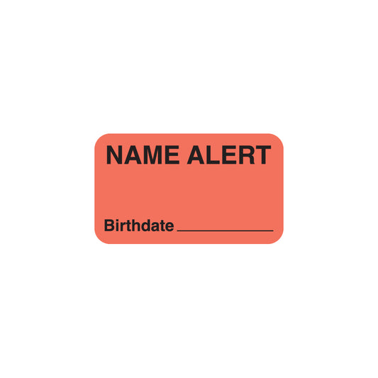MAP1180 NAME ALERT- Fluorescent Red, 1-1/2" X 7/8"(Roll of 250)