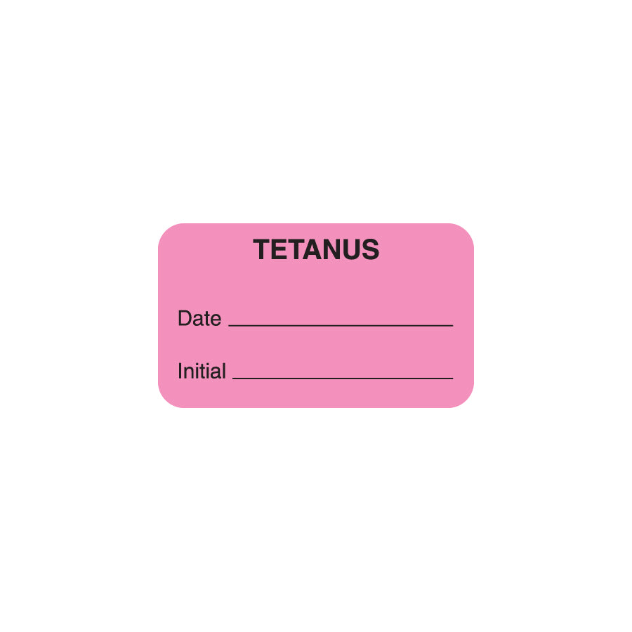 MAP2430 TETANUS- Fluorescent Pink 1-1/2" X 7/8" (Roll of 250)