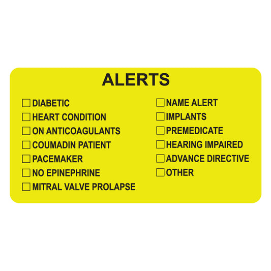 MAP3400 ALERTS- Fl Chartreuse, 3-1/4" X 1-3/4" (Roll of 250)