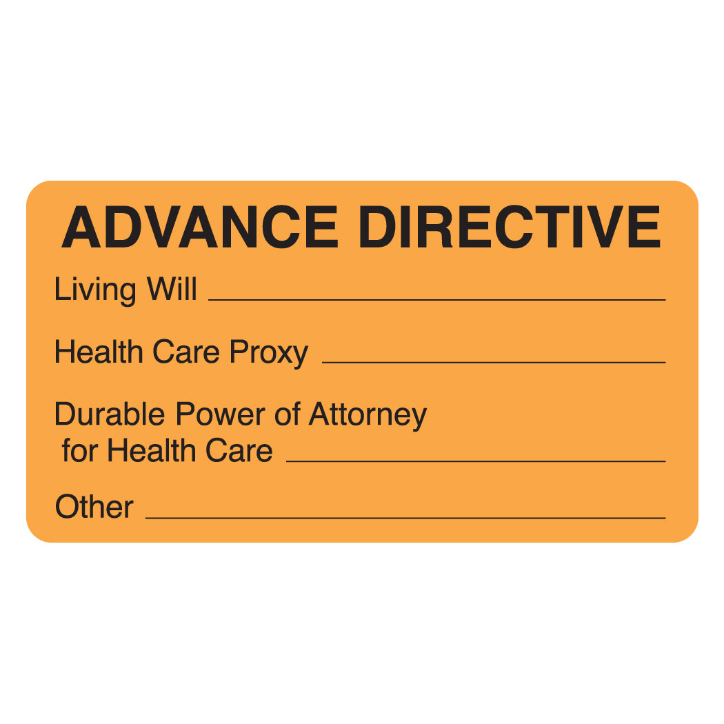 MAP3500 ADVANCE DIRECTIVE- Fluorescent Orange 3-1/4" X 1-3/4" (Roll of 250)