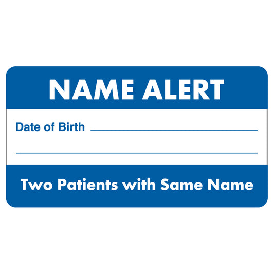 MAP5150 NAME ALERT- White/Blue 3-1/4" X 1-3/4" (Roll of 250)