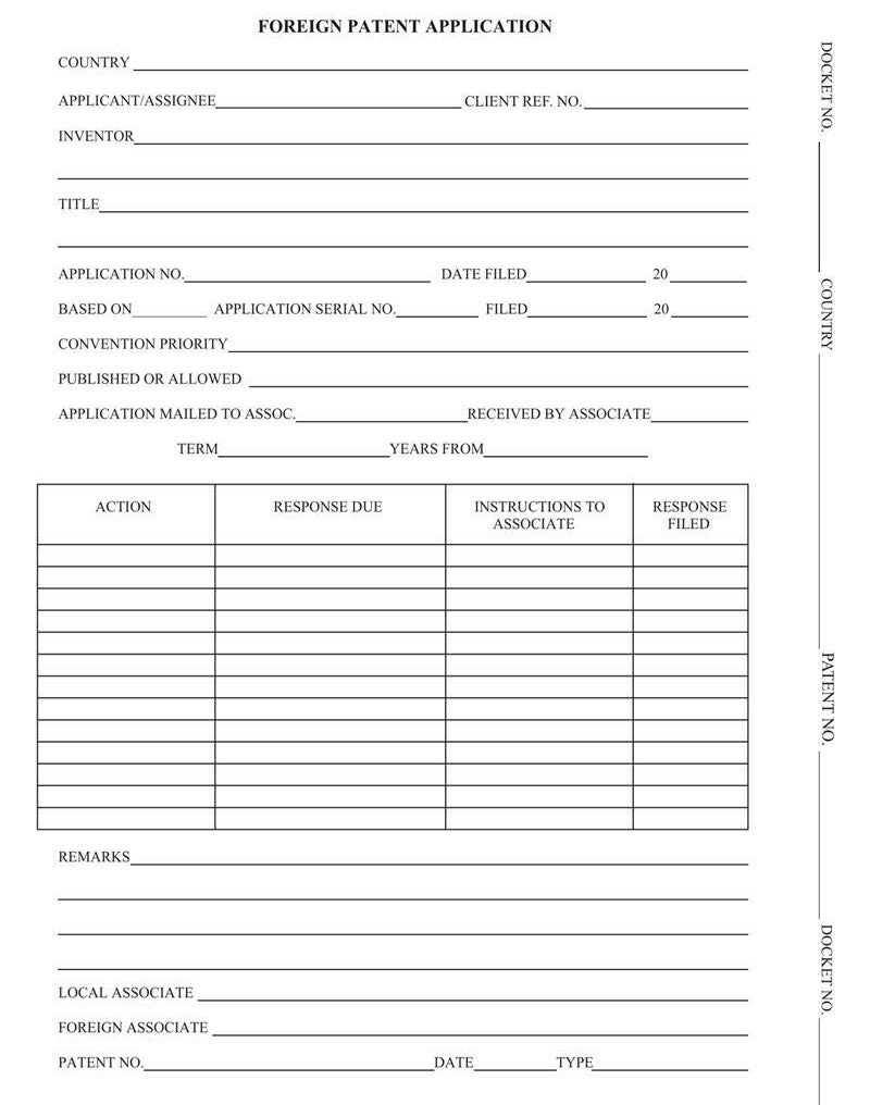 Patent and Trademark Folder, No Tab for Drawer Filing, Orange - "FOREIGN PATENT APPLICATION" (Box of 25)