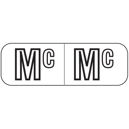 Barkley ABAM Alpha "Mc" Labels, 1/2" x 1-1/2" Laminated- Roll of 500