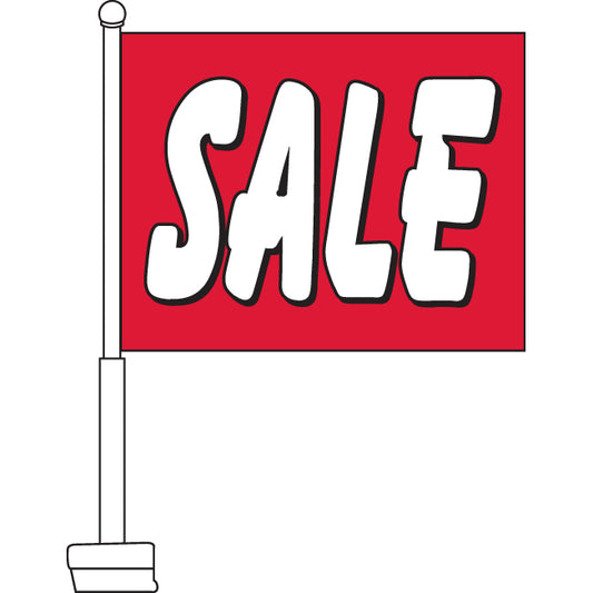 Sale (Red & White) Car Flag, 11" x 15"