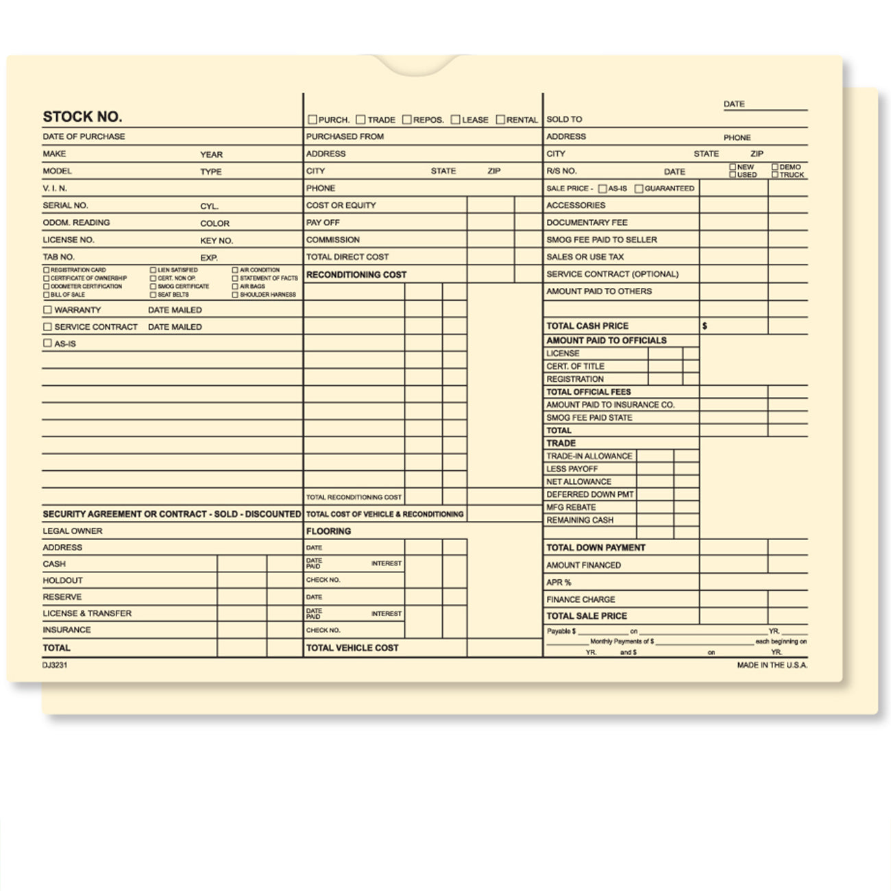 3-In-1 Vehicle Deal Jackets , 9" x 12" (Box of 100)