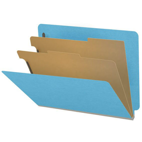 18 Pt. Classification Folders, Full Cut End Tab, Letter Size, 2 Dividers (Box of 10)
