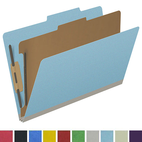 25 Pt. Pressboard Classification Folders, 2/5 Cut ROC Top Tab, Legal Size, 1 Divider (Box of 10)