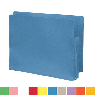 Color Pockets, Full End Tab, Paper Gussets, Letter Size, 3-1/2" Expansion- Carton of 100 - Nationwide Filing Supplies