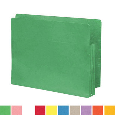 Color Pockets, Full End Tab, Tyvek Gussets, Letter Size, 3-1/2" Expansion- Carton of 100 - Nationwide Filing Supplies